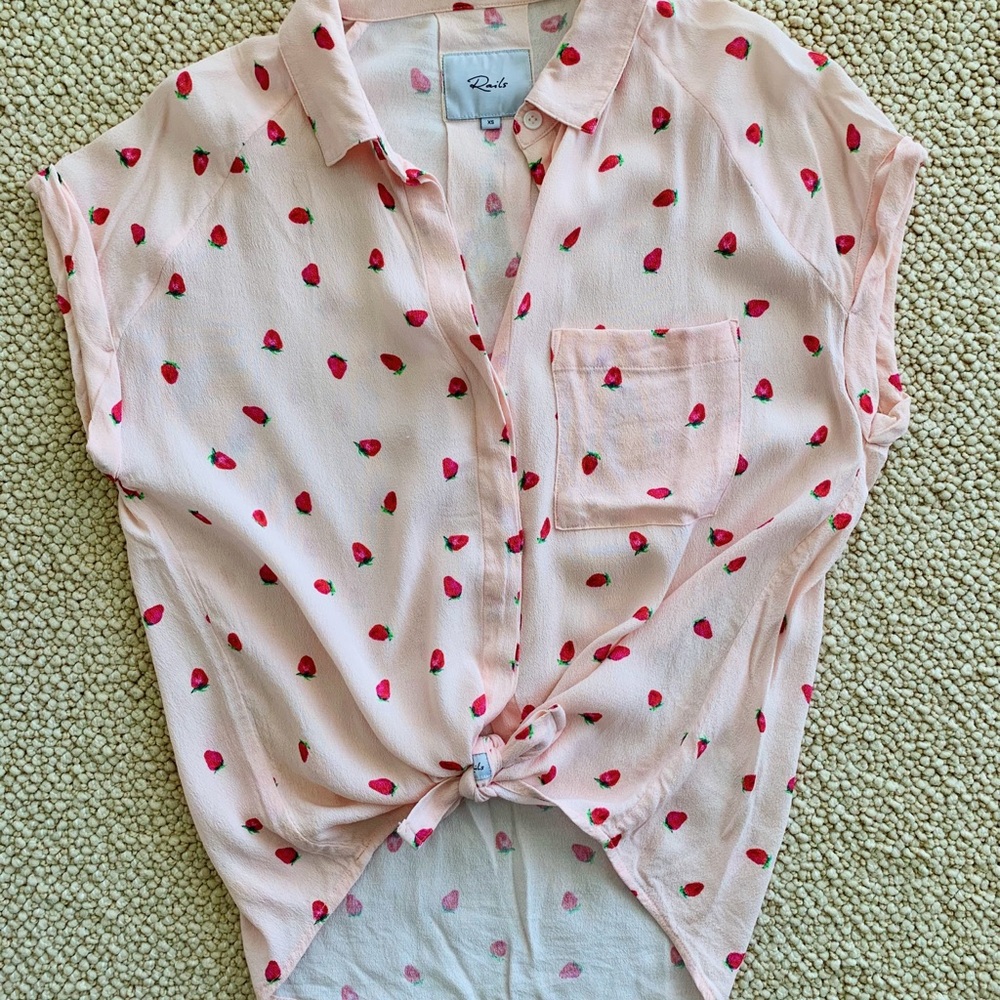 Rails from Anthropologie Pink Strawberry Top
